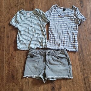 Girls 14 shirts and shorts